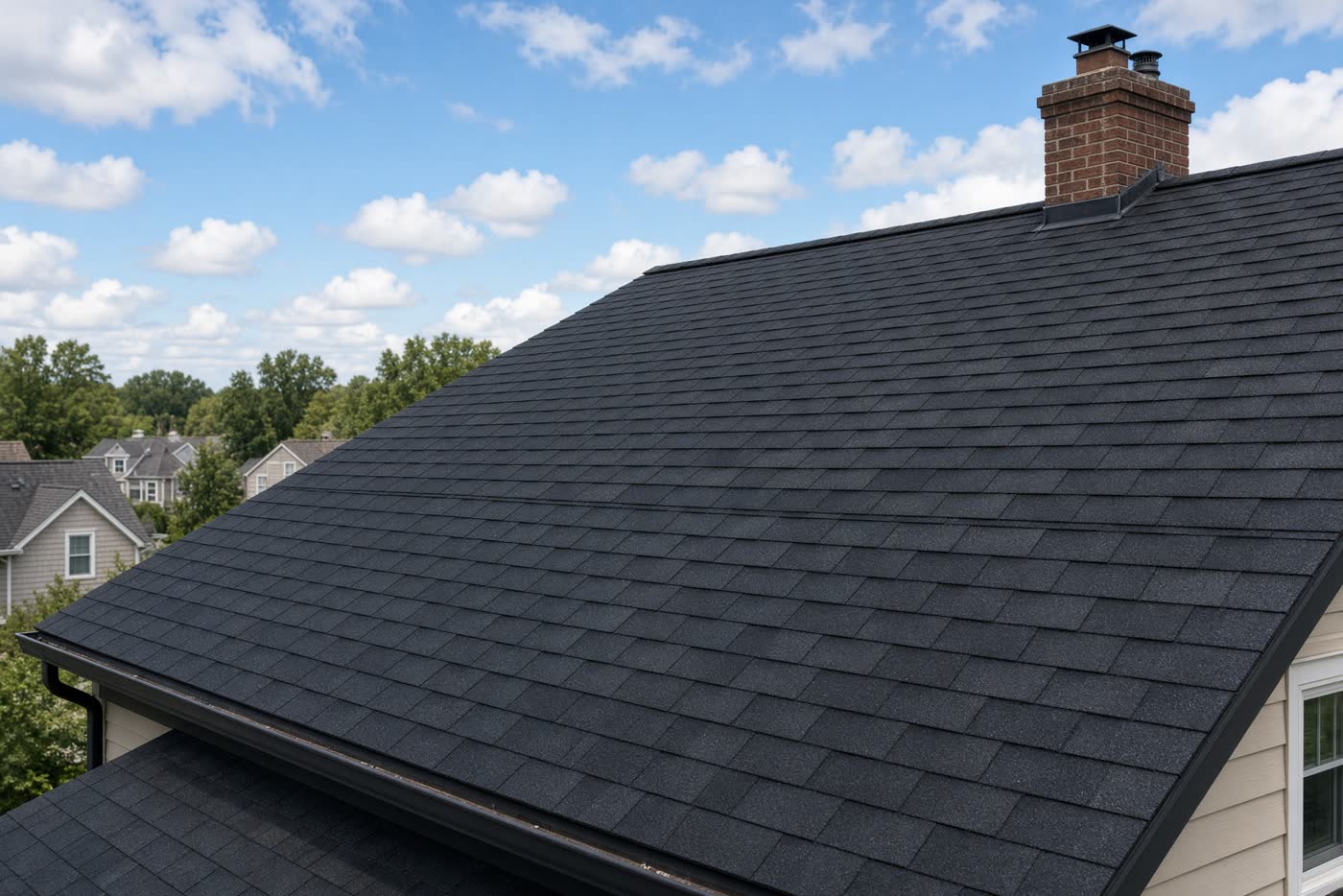 Clean asphalt shingle roof after moss and algae removal